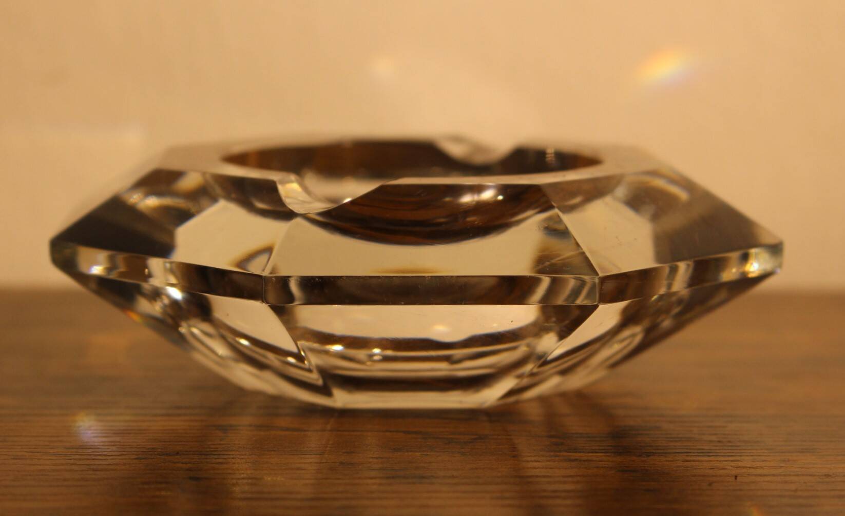 Val St Lambert octagonal crystal ashtray