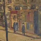 " Vue animée d'une rue de Paris " Huile sur toile XX siècle