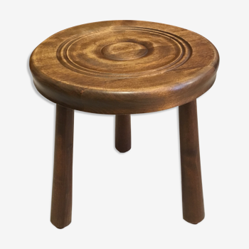 Tabouret tripode rond en bois