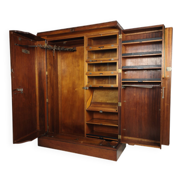 English Art Deco Light Burr Walnut Compactom Gentleman's Wardrobe