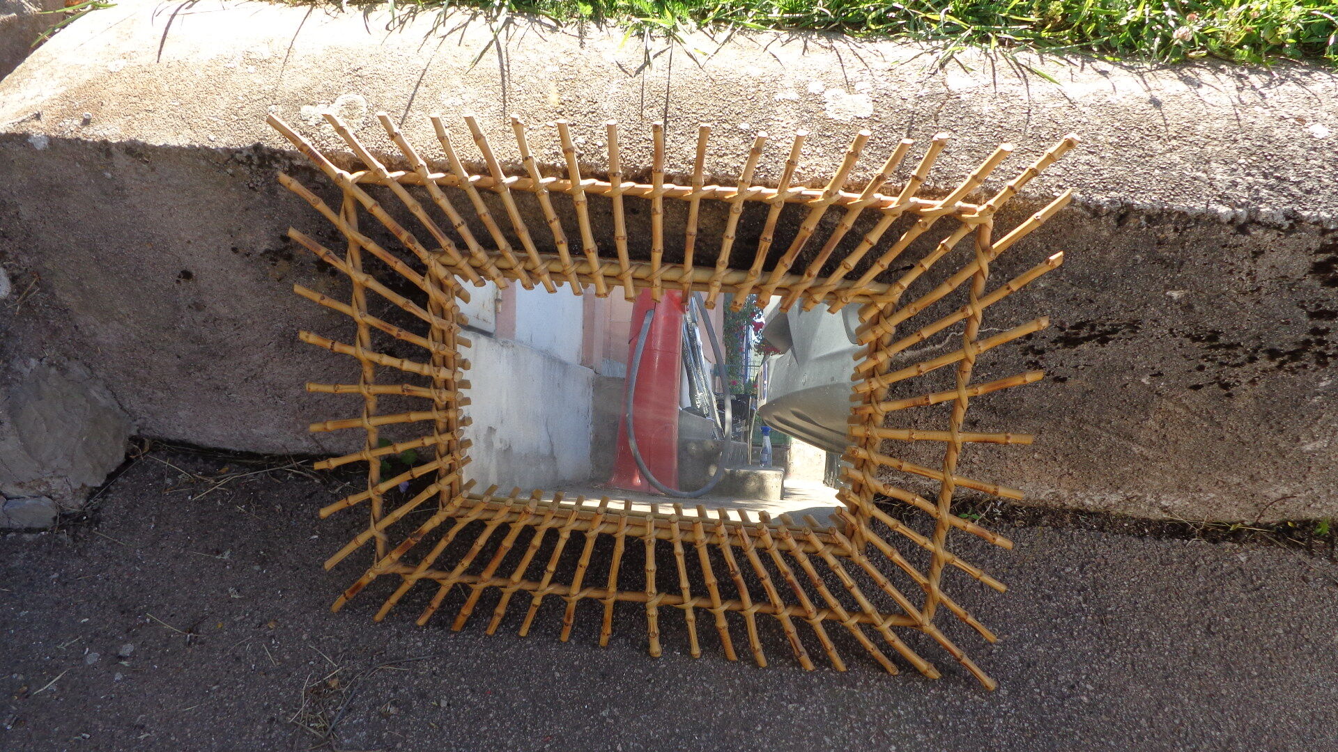 Vintage wicker mirror