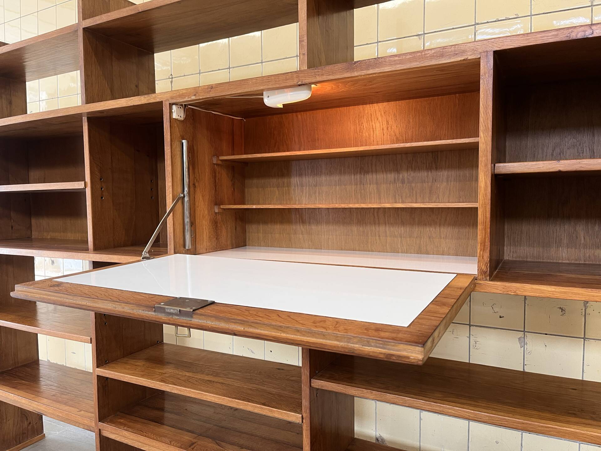 Vintage elm wood wall unit