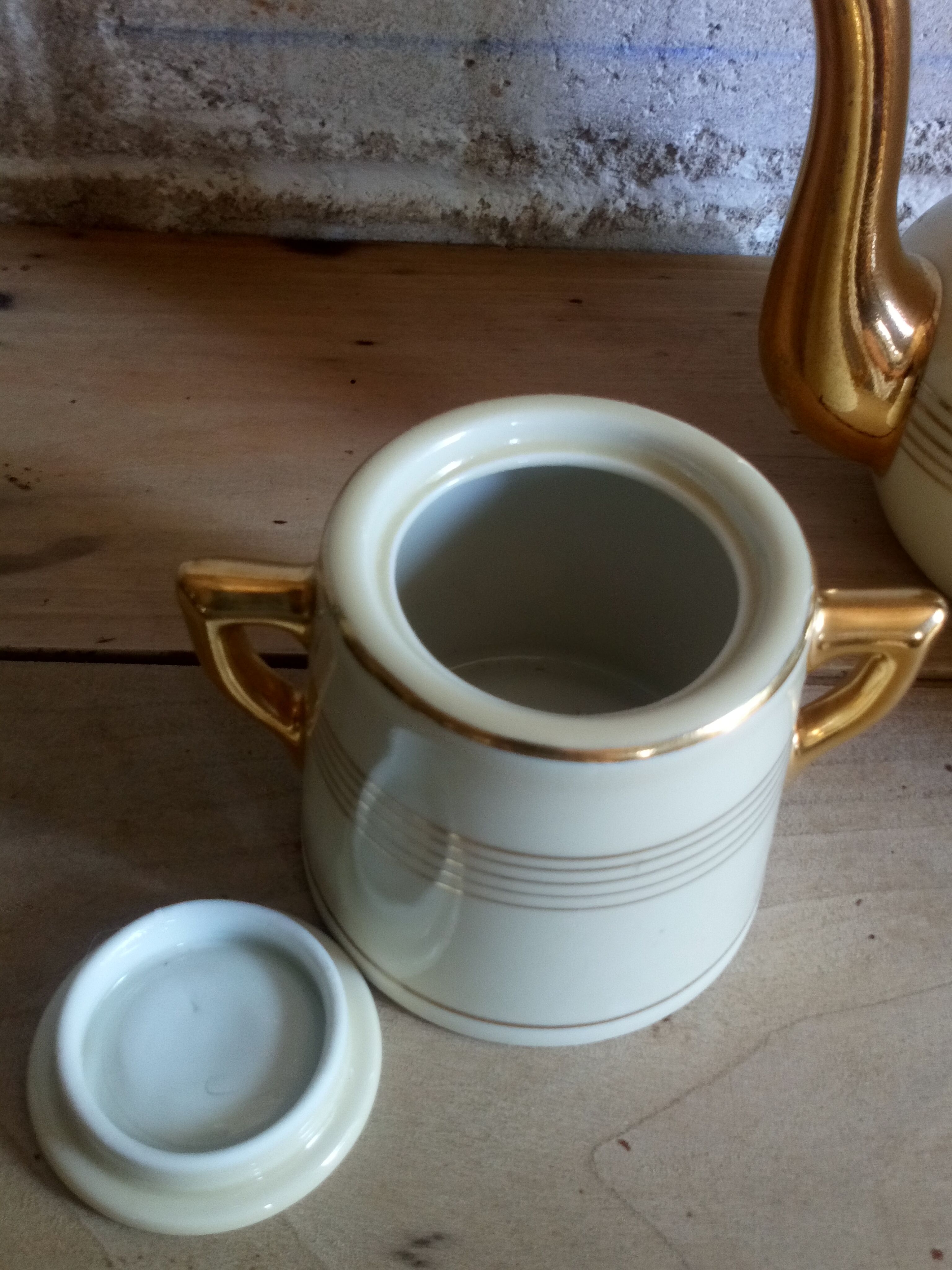 Théière pot à lait et sucrier de Saint-Uze années 1900