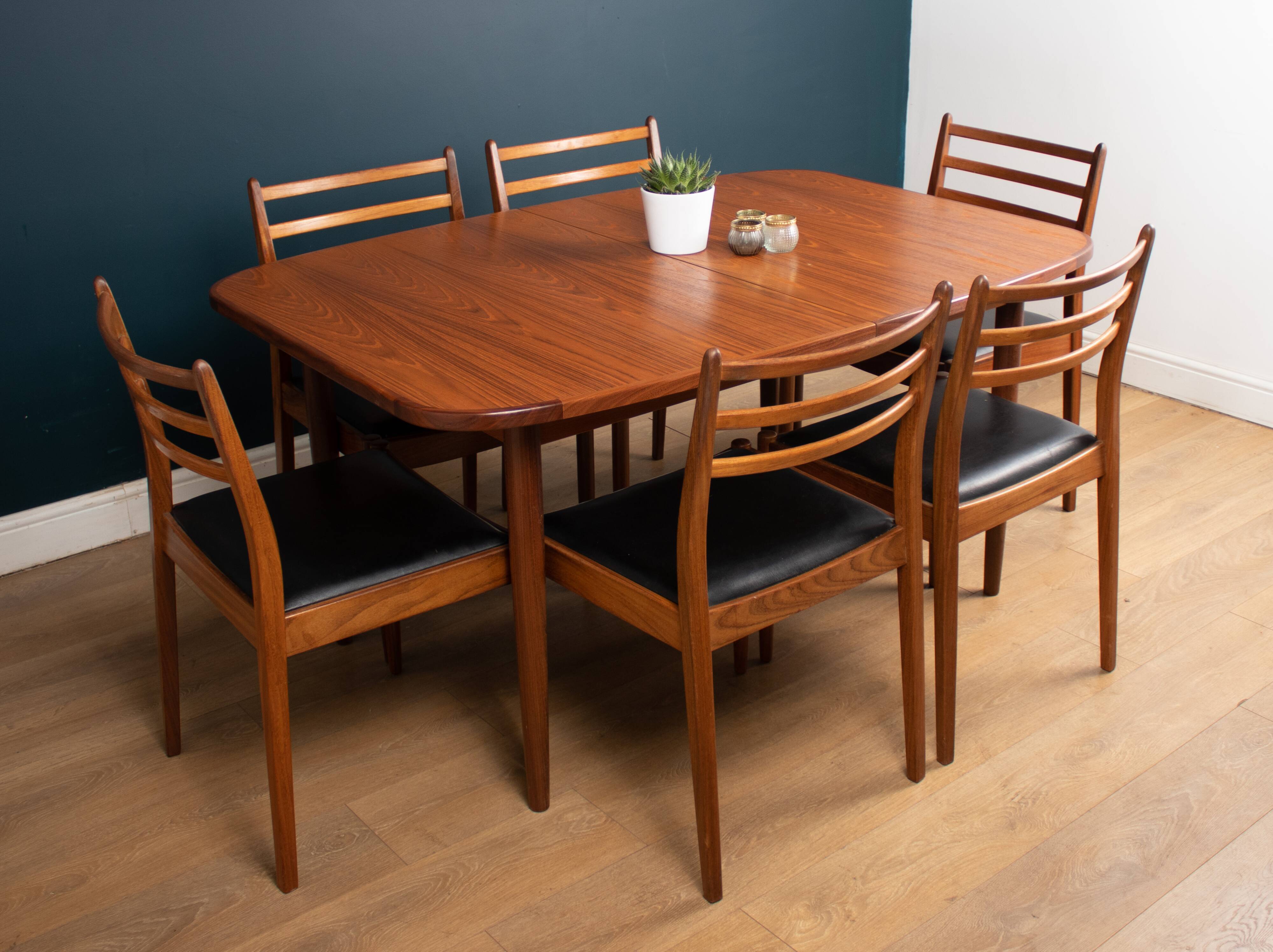 Retro Teak 1960s G Plan Fresco Dining Table & 6 Six Chairs By Victor Wilkins