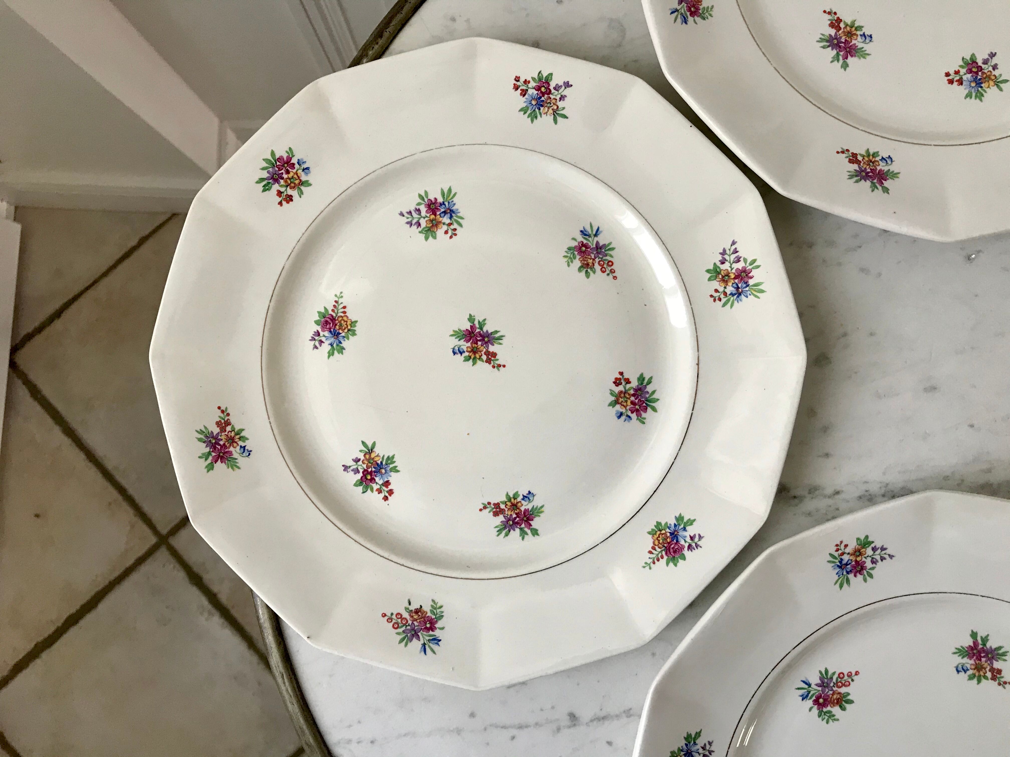 Set of 4 flat plates Céranord Saint-Amand 50s