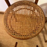 Set of 4 vintage Fischel bistro chairs in curved wood and cane
