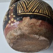 Kabyle Algerian pottery oil jar with polychrome geometric decorations