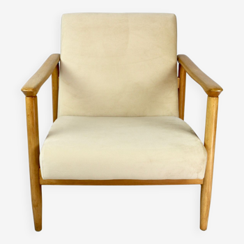 Beige Velvet GFM-142 chair attributed to Edmund Homa, 1970s