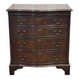 1950s English mahogany chest of drawers with one shelf