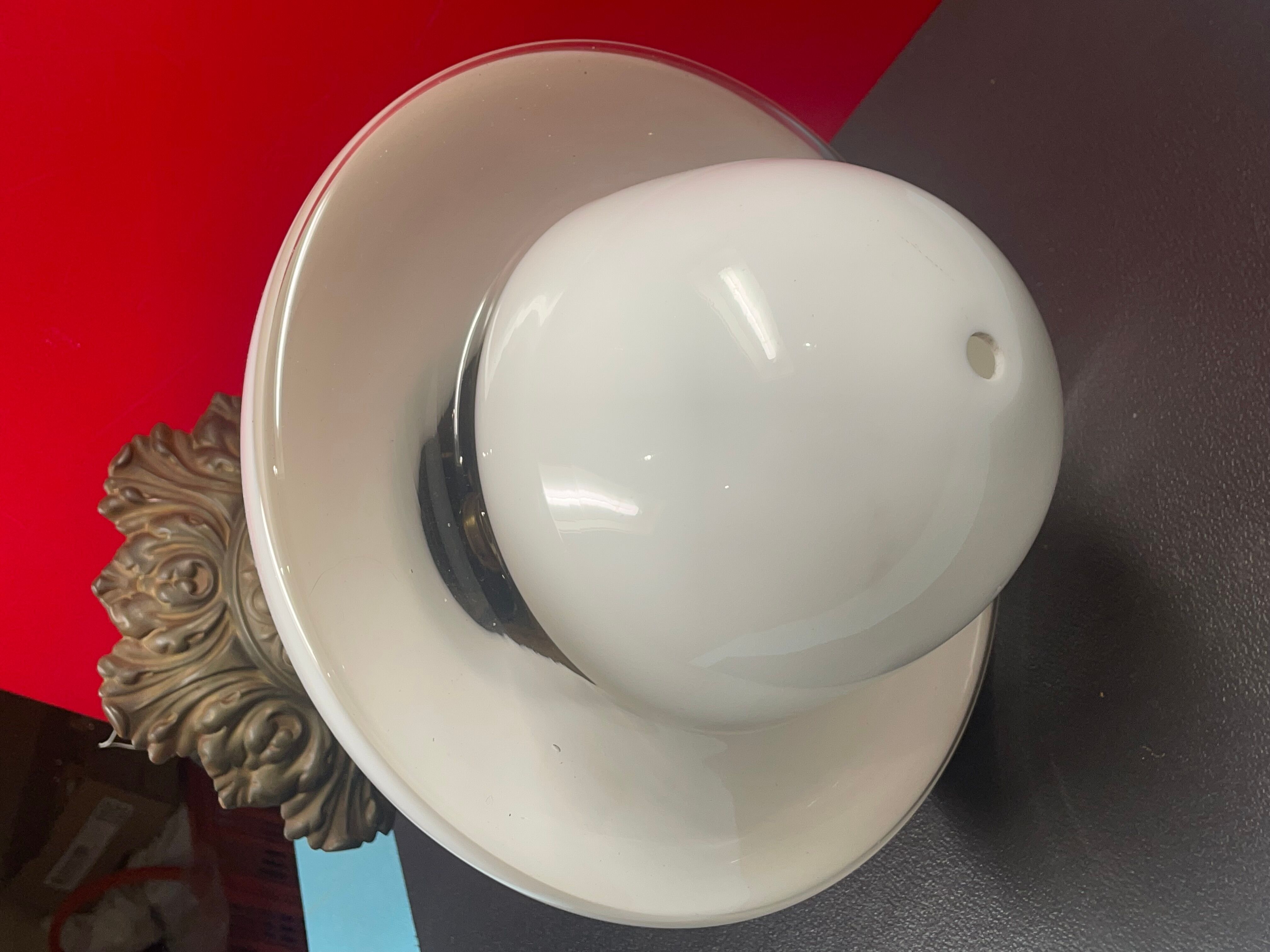 Chandelier Old Art Deco Ceiling Lamp Vintage Lamp Opaline circa 1930