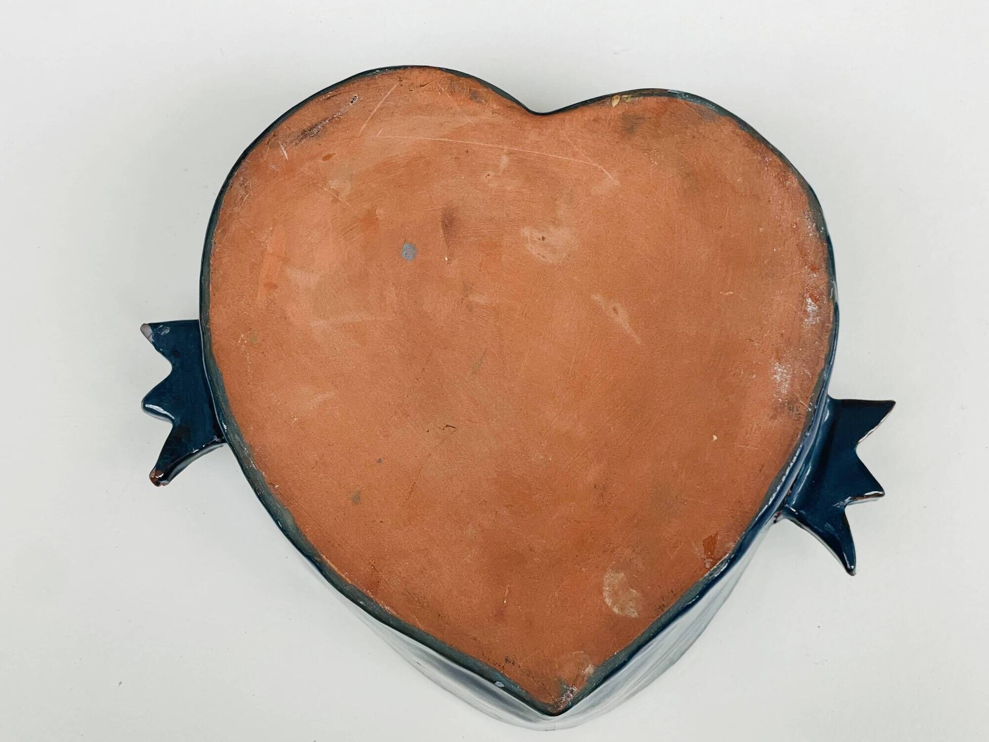 Small "Heart" dish or large blue glazed ceramic catchall.