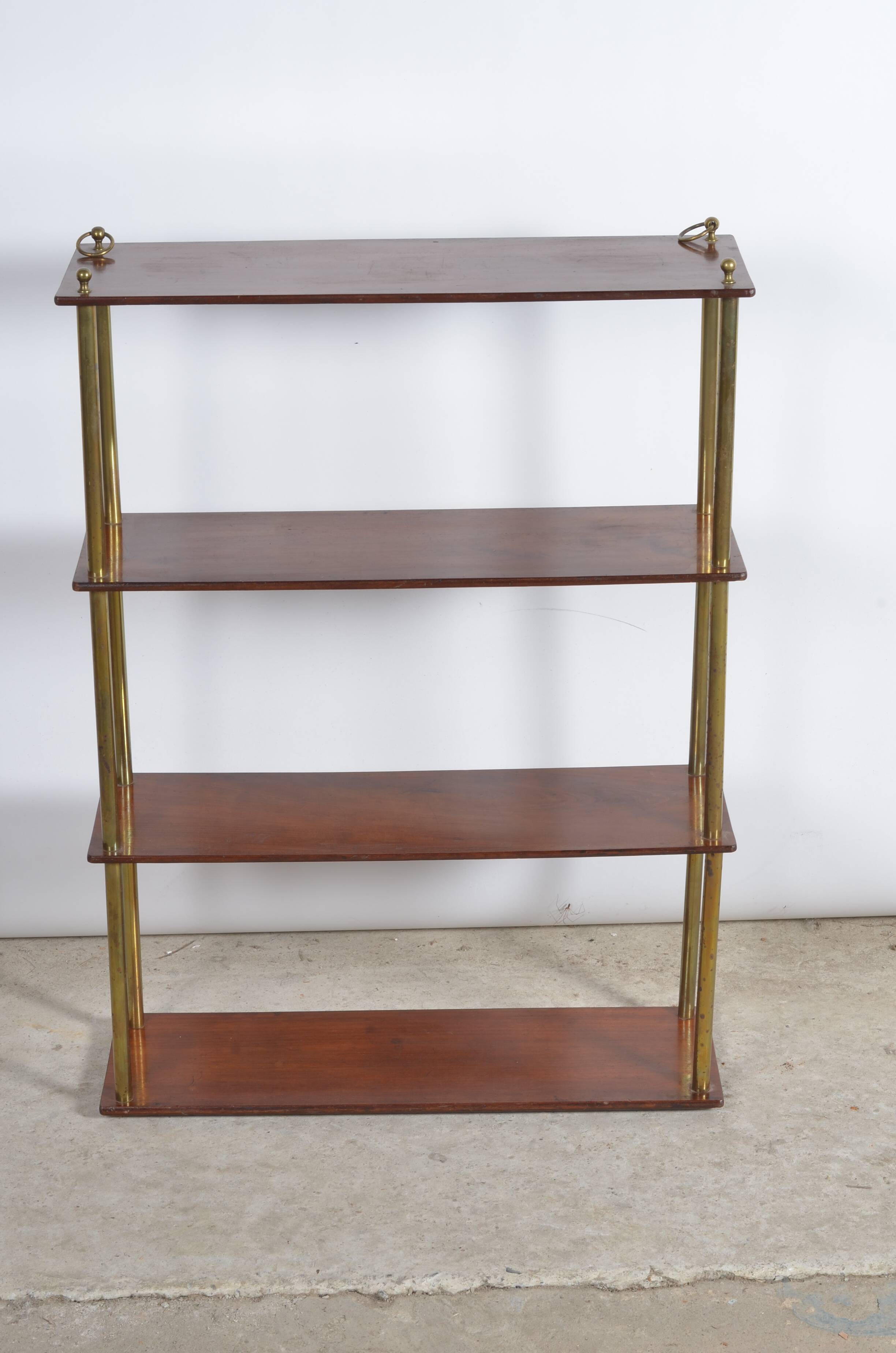 Etagère à poser en bois et laiton