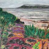 Peinture à l'huile de paysage impressionniste du milieu du XXe siècle signée et encadrée