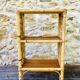 Wall shelf blond wood, bamboo, vintage rattan
