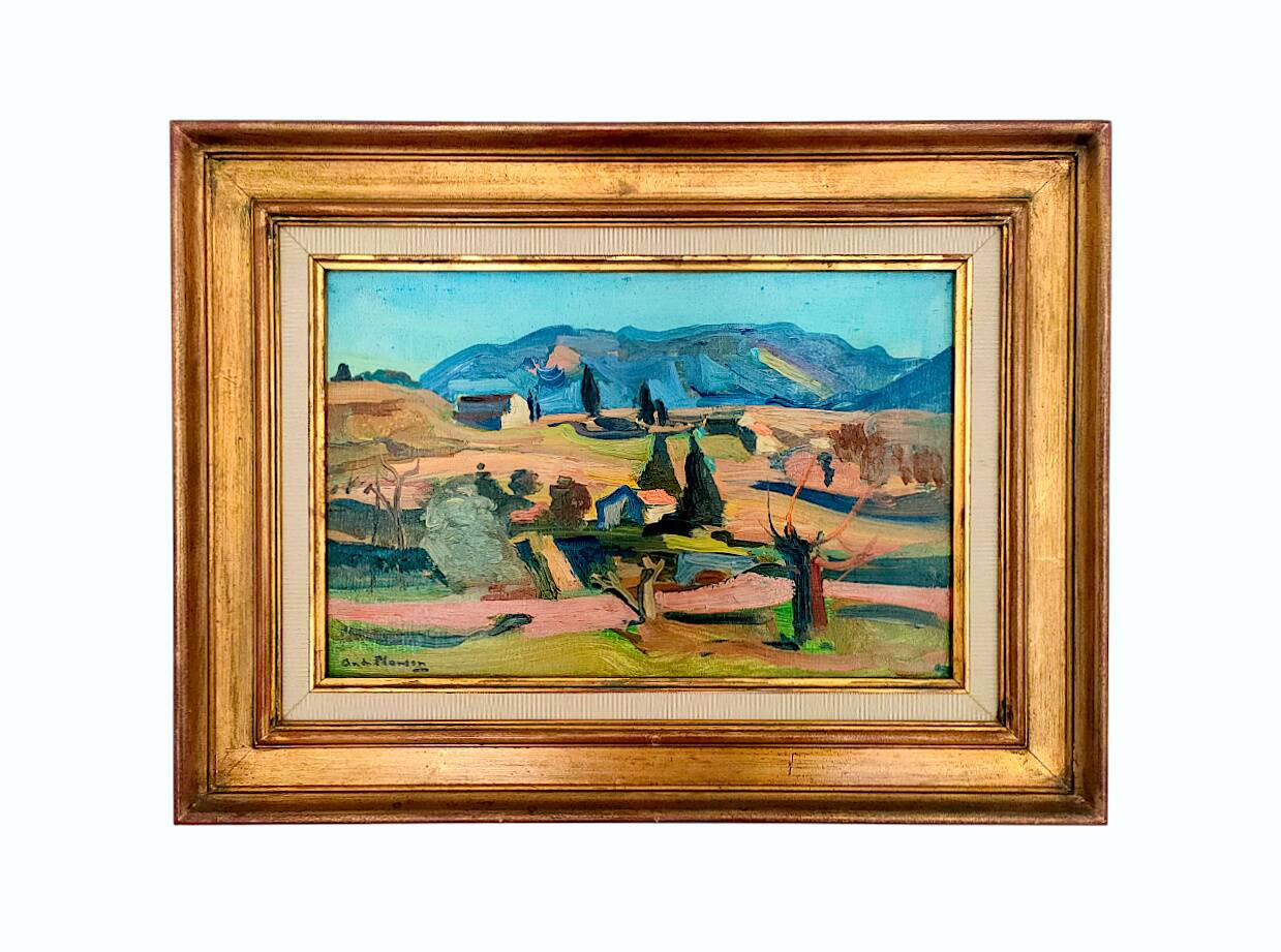 Painting by André PLANSON (1898-1981) – Oil on panel – Provence landscape