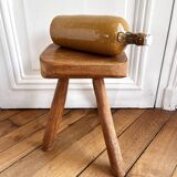 Bouteille ancienne en grès vernissé et bouchon en faÏence