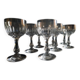 Val St Lambert, 8 crystal glasses, derby model.