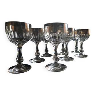 Val St Lambert, 8 crystal glasses, derby model.