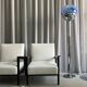 Chromed Floor Lamp from the 1960s, Made in Italy, Blue and white murano glass