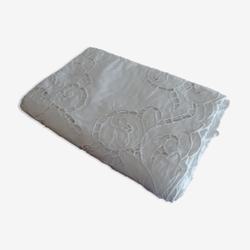 Nappe ajourée ancienne 170 x 120 blanche