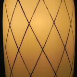 Vintage suspension with opaline lampshade and black decoration, 1950s.