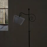 20th-century wrought iron floor lamp with swirling detail, Danish Art Deco.