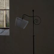 20th-century wrought iron floor lamp with swirling detail, Danish Art Deco.