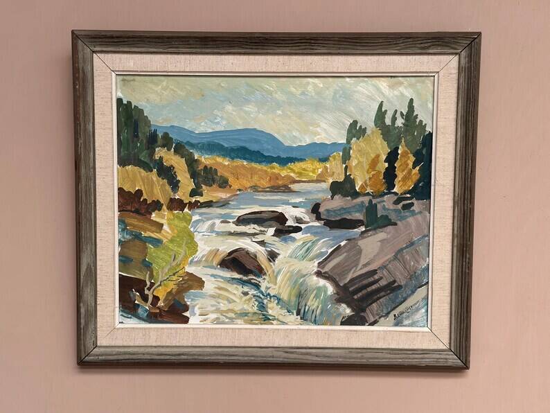 Original Swedish Oil on Panel – “Landscape With Water” by B. Lundqvist – Vintage & Framed – 56 × 48 cm (22" × 18.8")