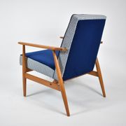 Original armchair "Fox", restored, designer H.Lis, 1970s, blue pied de poule
