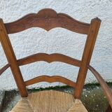 Pair of provencal straw armchairs in walnut
