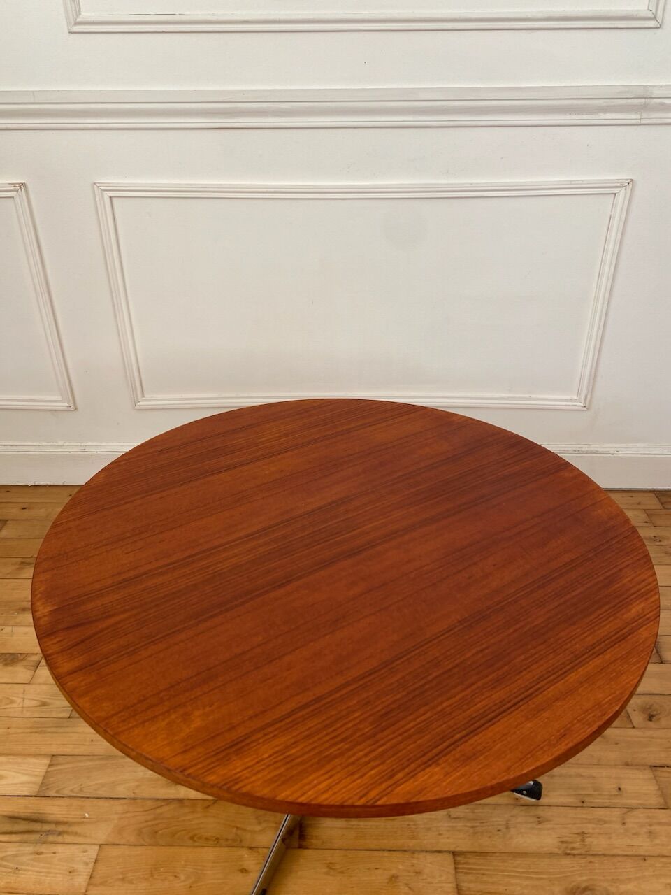 Round coffee table wood and metal, 70s
