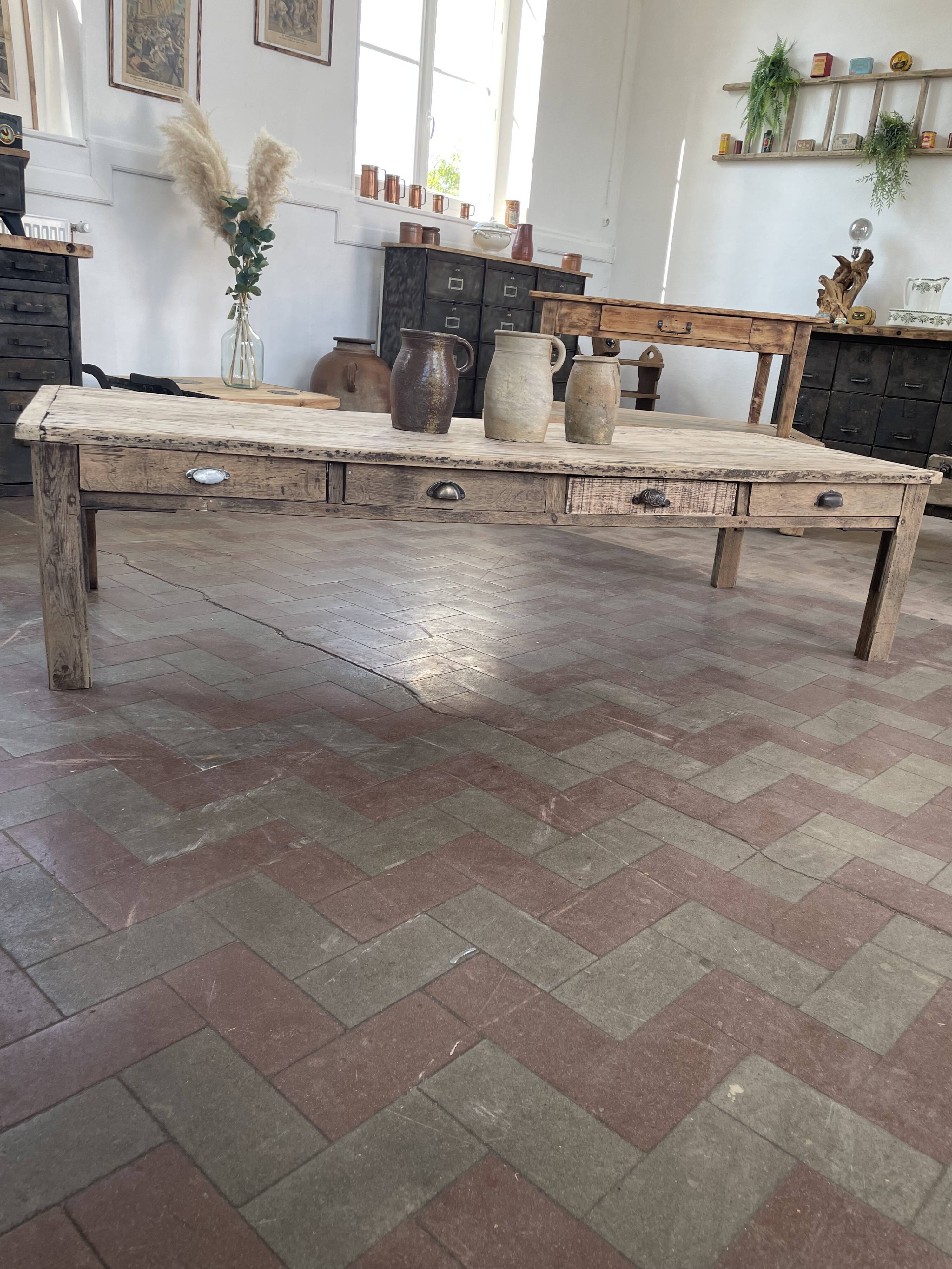 Large farmhouse coffee table with 8 drawers