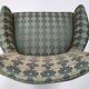Pair of High-Quality Green Patterned Fabric and Beech Armchairs, Italy