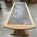 1960s oak and slate table