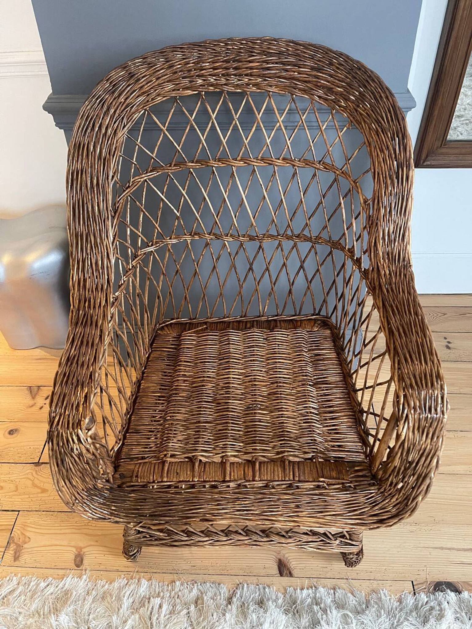 Grand Fauteuil en rotin vintage