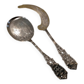 Silver ice cream serving set 800 boar renaissance griffin