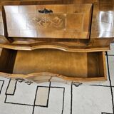 Scrétaire commode galbé marqueté