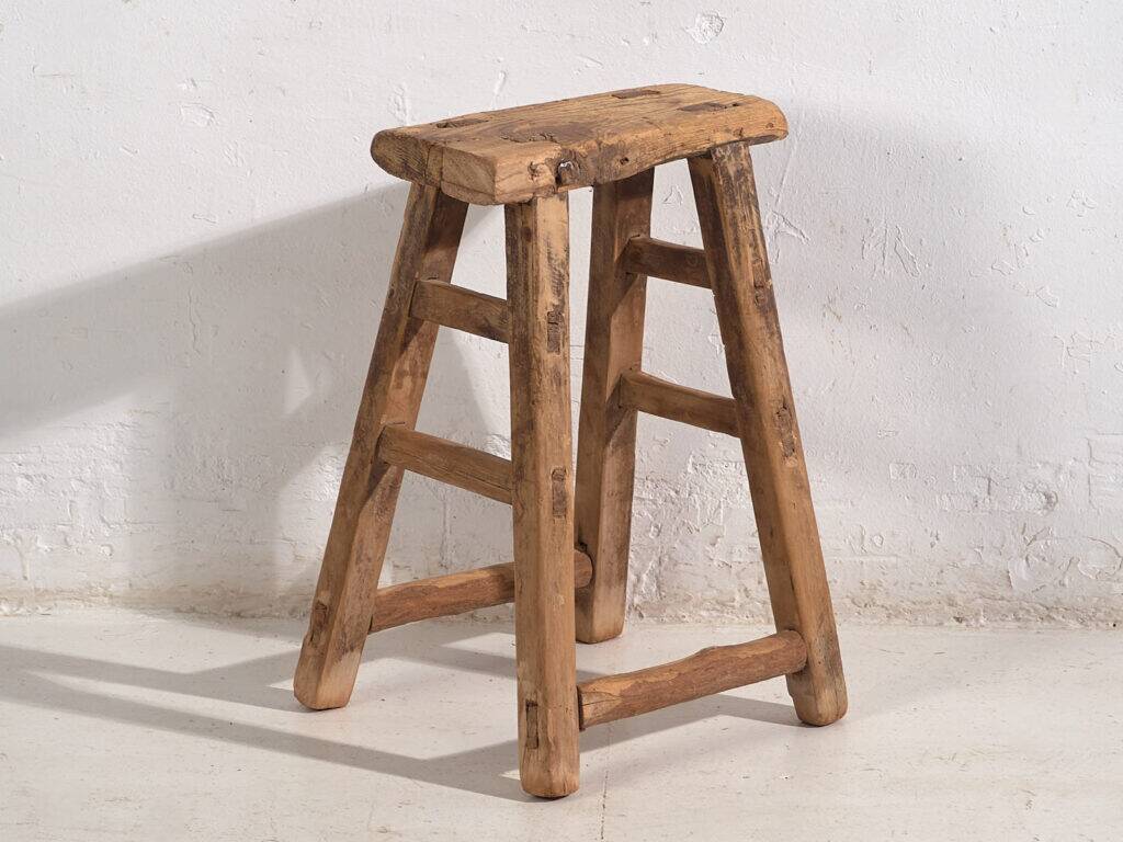 Ancient Asian stools (circa 1900). Set of two pieces
