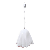 White Blown Glass Pendant Mod. Zenda by Luciano Vistosi, Italy