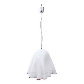 White Blown Glass Pendant Mod. Zenda by Luciano Vistosi, Italy