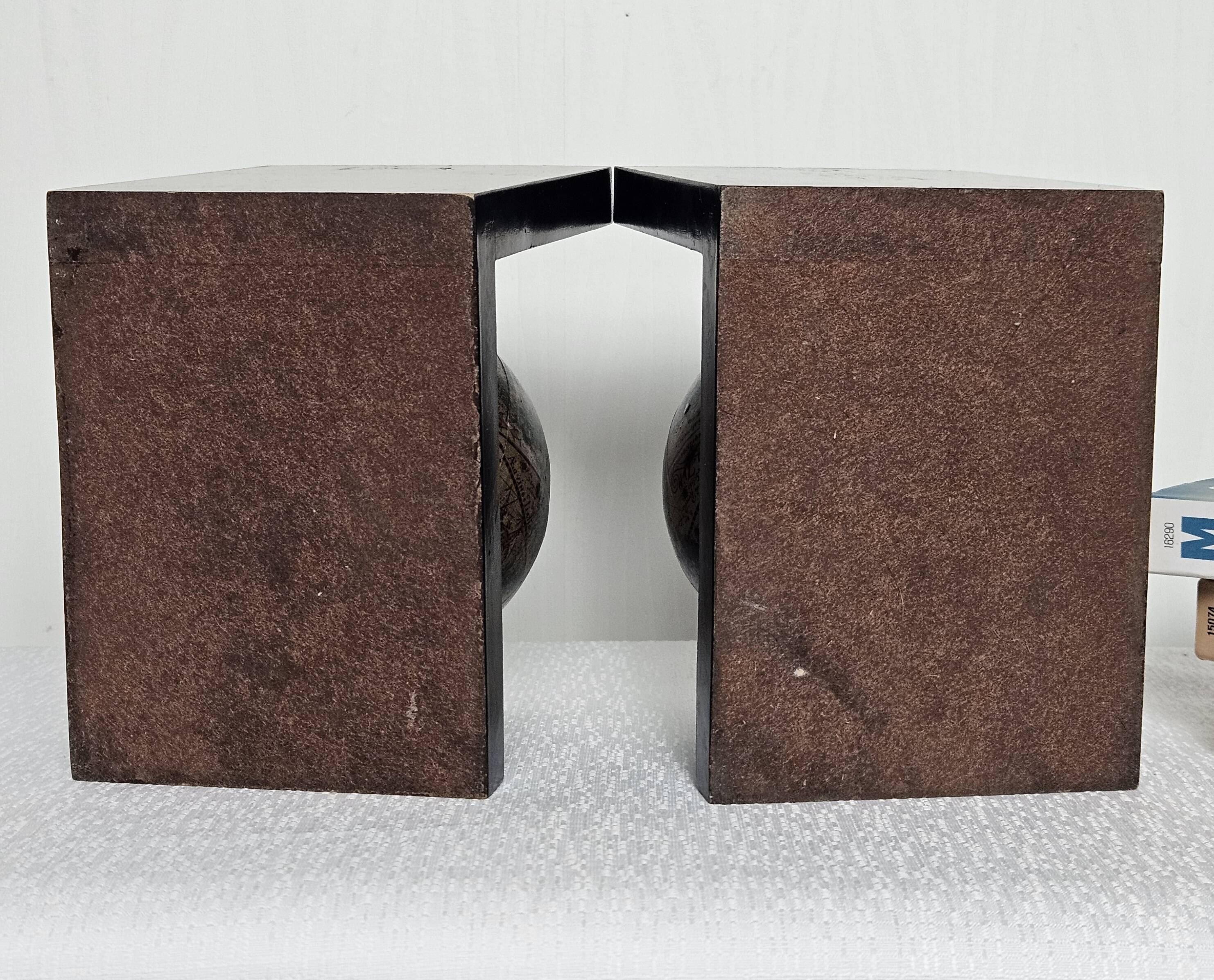 Pair of vintage world map bookends Italy