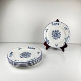 6 assiettes à dessert Fleurs bleues, KG Lunéville