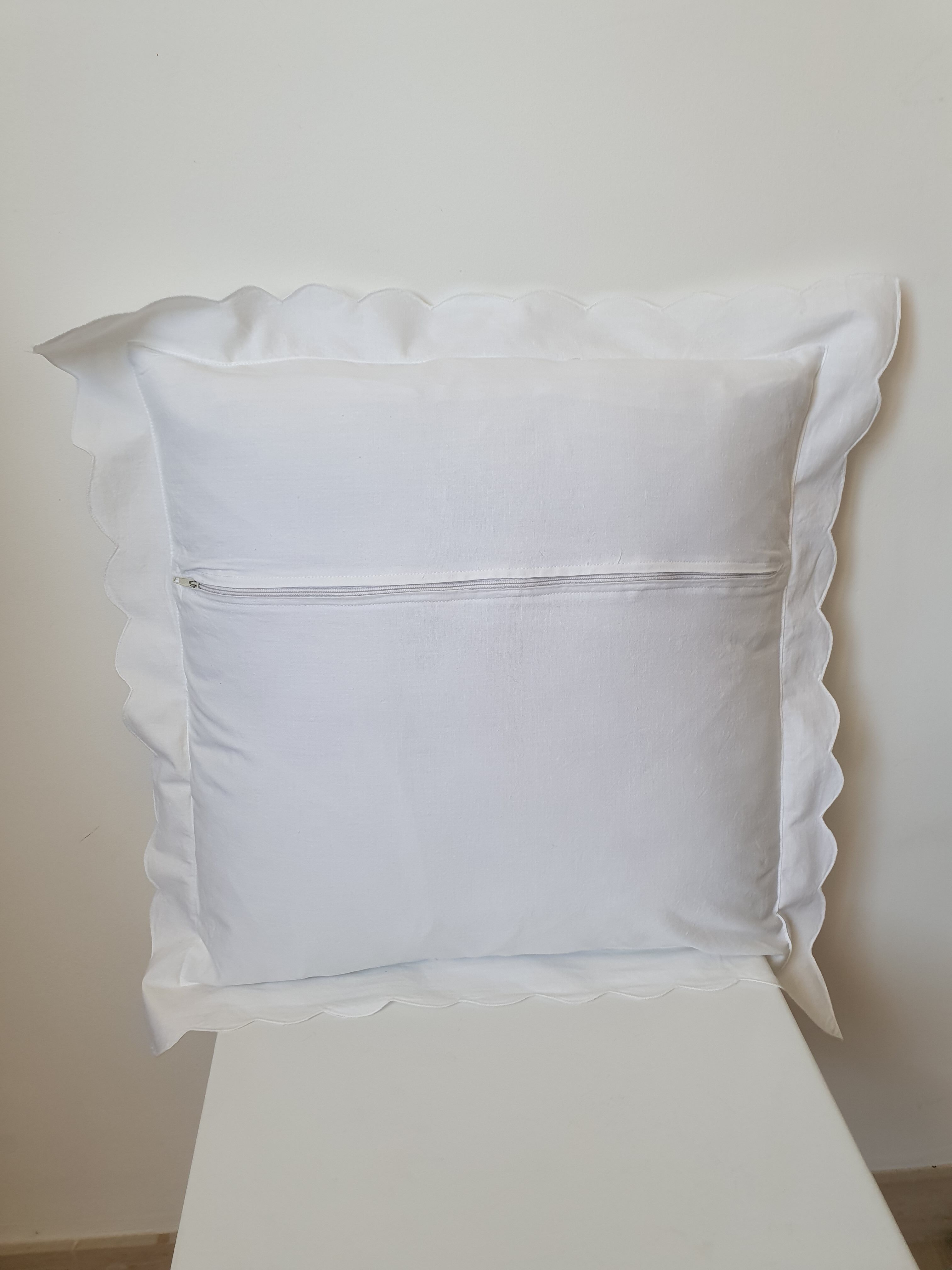 White cotton embroidery cushion cover