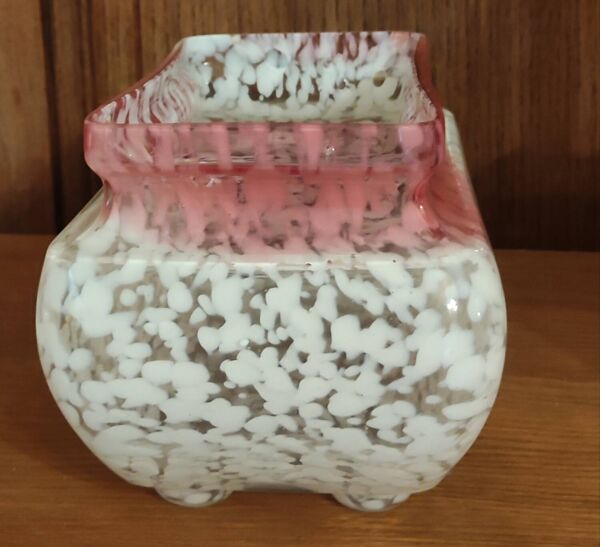 Ancien ensemble jardinière et 2 vases verre Clichy