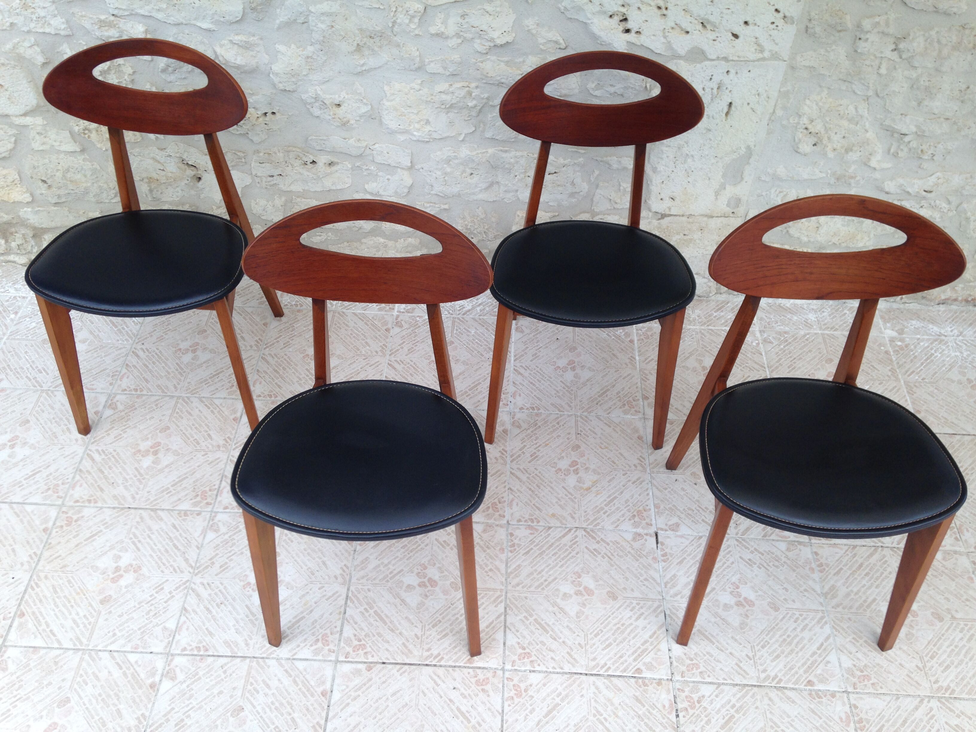 Set of 4 vintage chairs by Roger Landault for the Sentou House