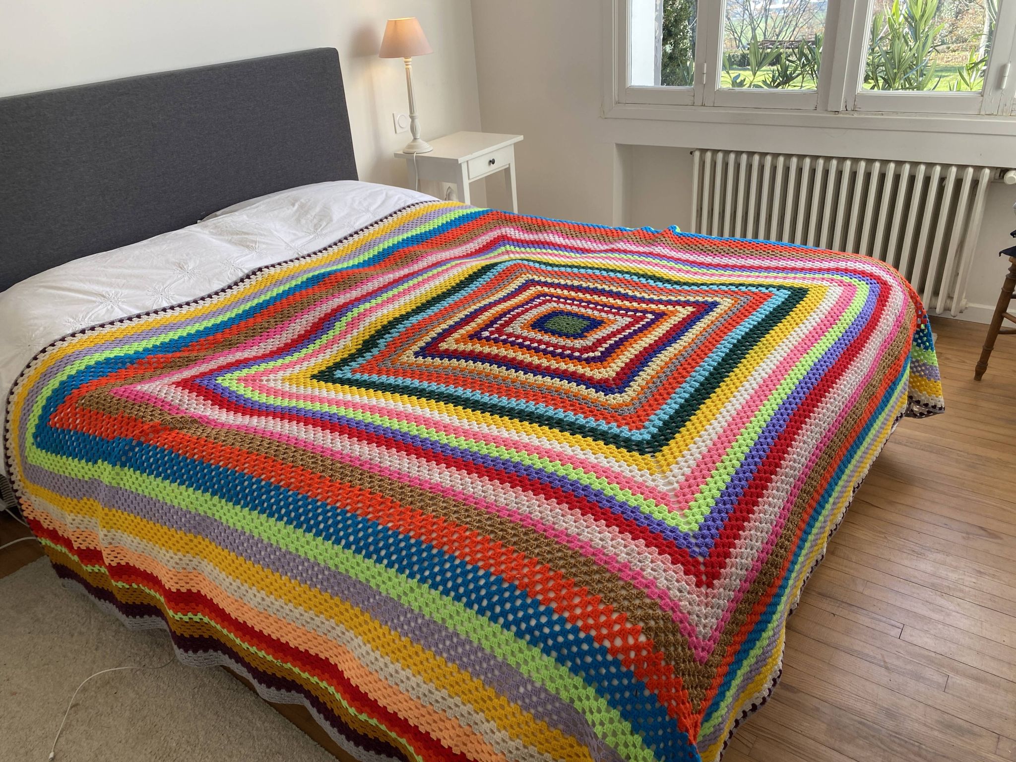 Large check, bed throw - Vintage - Synthetic - 200x240cm