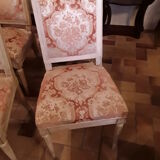 Set of 6 chairs sober wooden with fabric of Louis XVI style