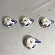 Série 4 tasses Quimper HB céramique + dessins peints vintage