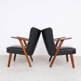 Danish teak and skai armchairs, Erhardsen & Andersen 1960s