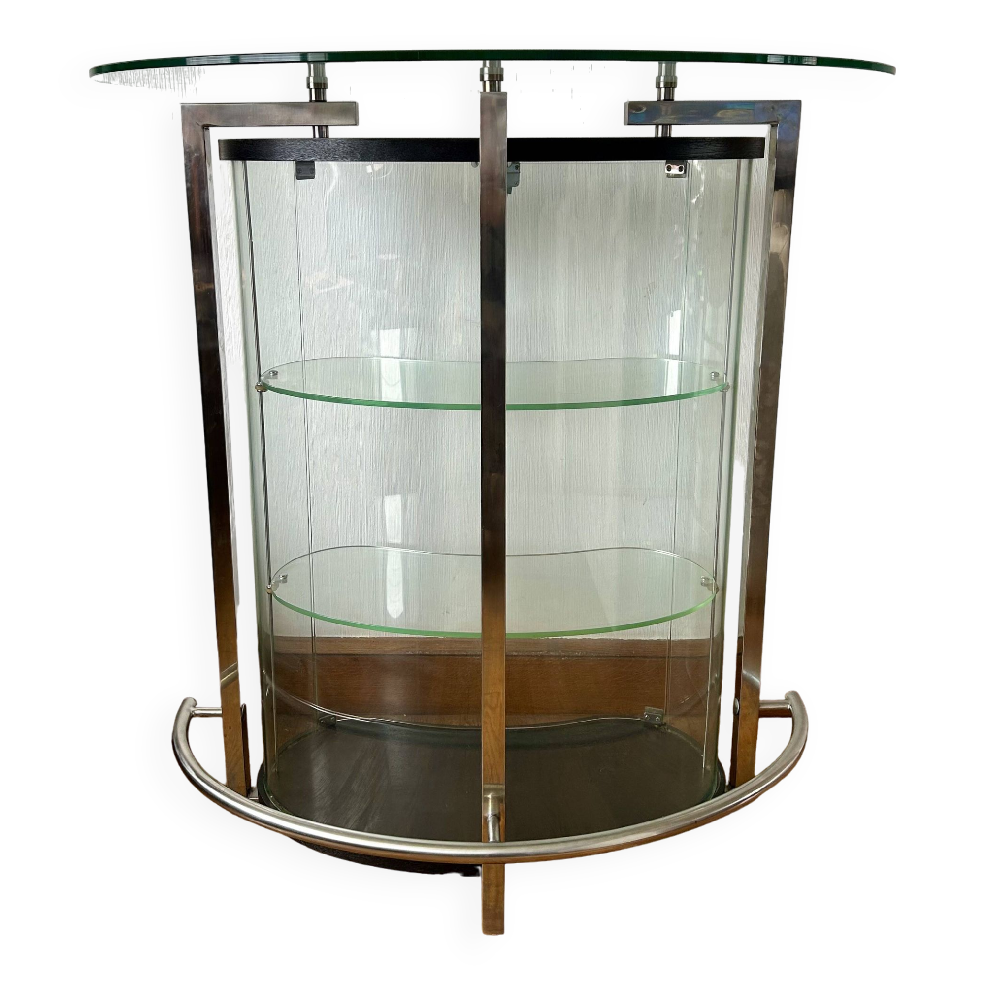 Rounded bar in tempered glass 1980